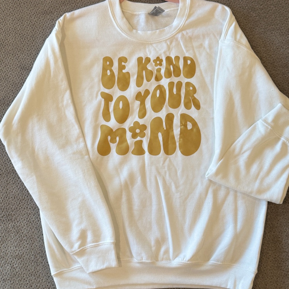 Kids White and Gold Graphic Sweatshirt